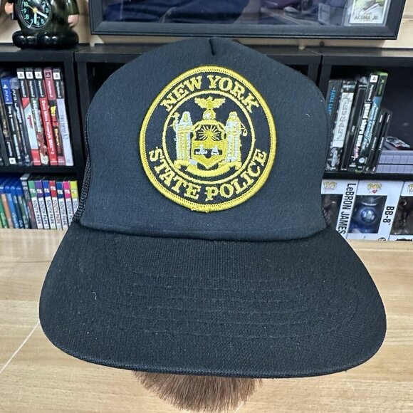 Vintage New York State Police Gold Black Hat Cap Youngan - Picture 1 of 6